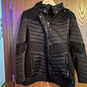 Gorgeous black with lace winter jacket White House Black Market sz xs